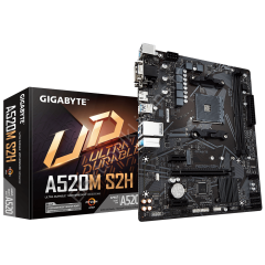 Gigabyte A520M-S2H AM4 DDR4 Ses GLAN HDMI/DVI/VGA SATA3 USB3.2 mATX