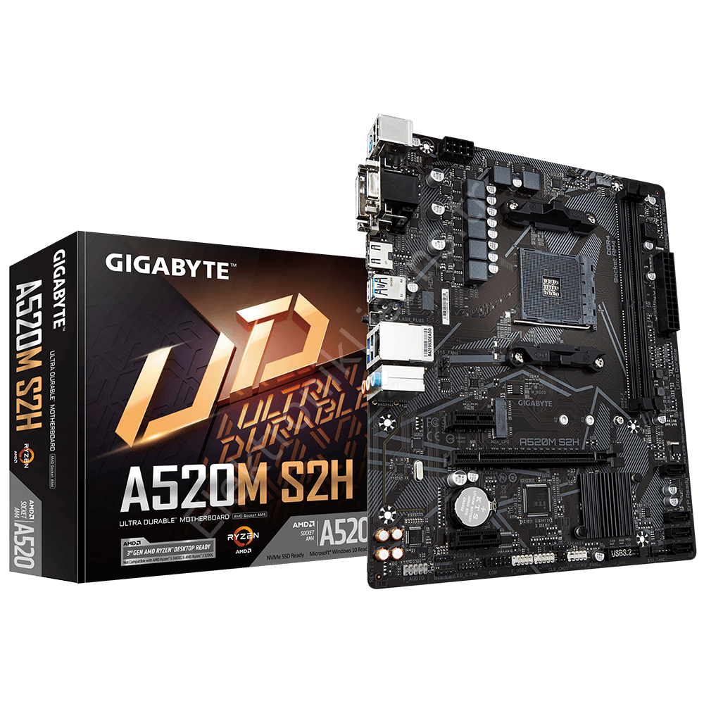 Gigabyte A520M-S2H AM4 DDR4 Ses GLAN HDMI/DVI/VGA SATA3 USB3.2 mATX