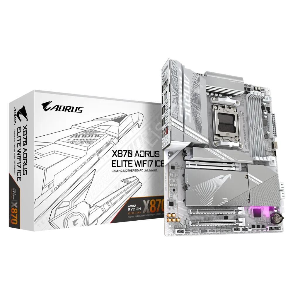 Gigabyte X870-Aorus-Elite-Wifi7-Ice AM5 DDR5 Ses Glan HDMI/USB4 Sata3 USB3.2 Atx