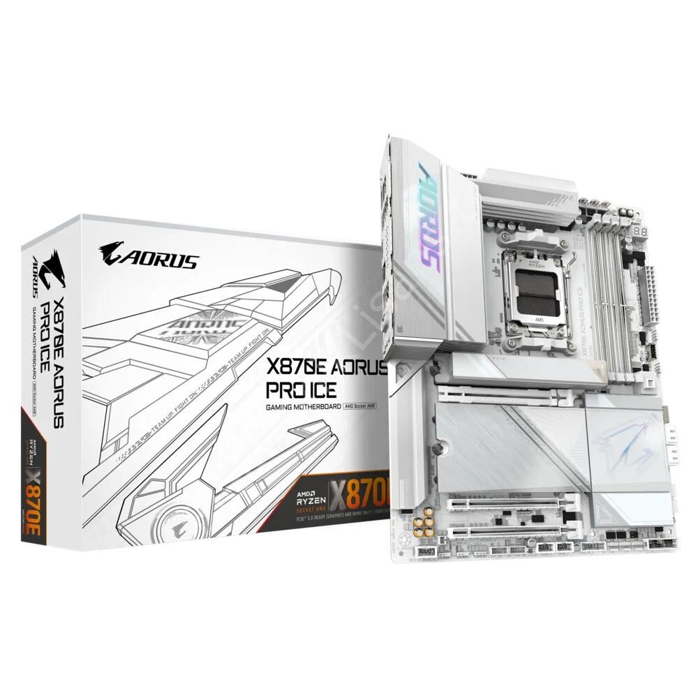 Gigabyte X870E-Aorus-Pro-Ice AM5 DDR5 Ses GLAN HDMI/USB4 SATA3 USB3.2 ATX