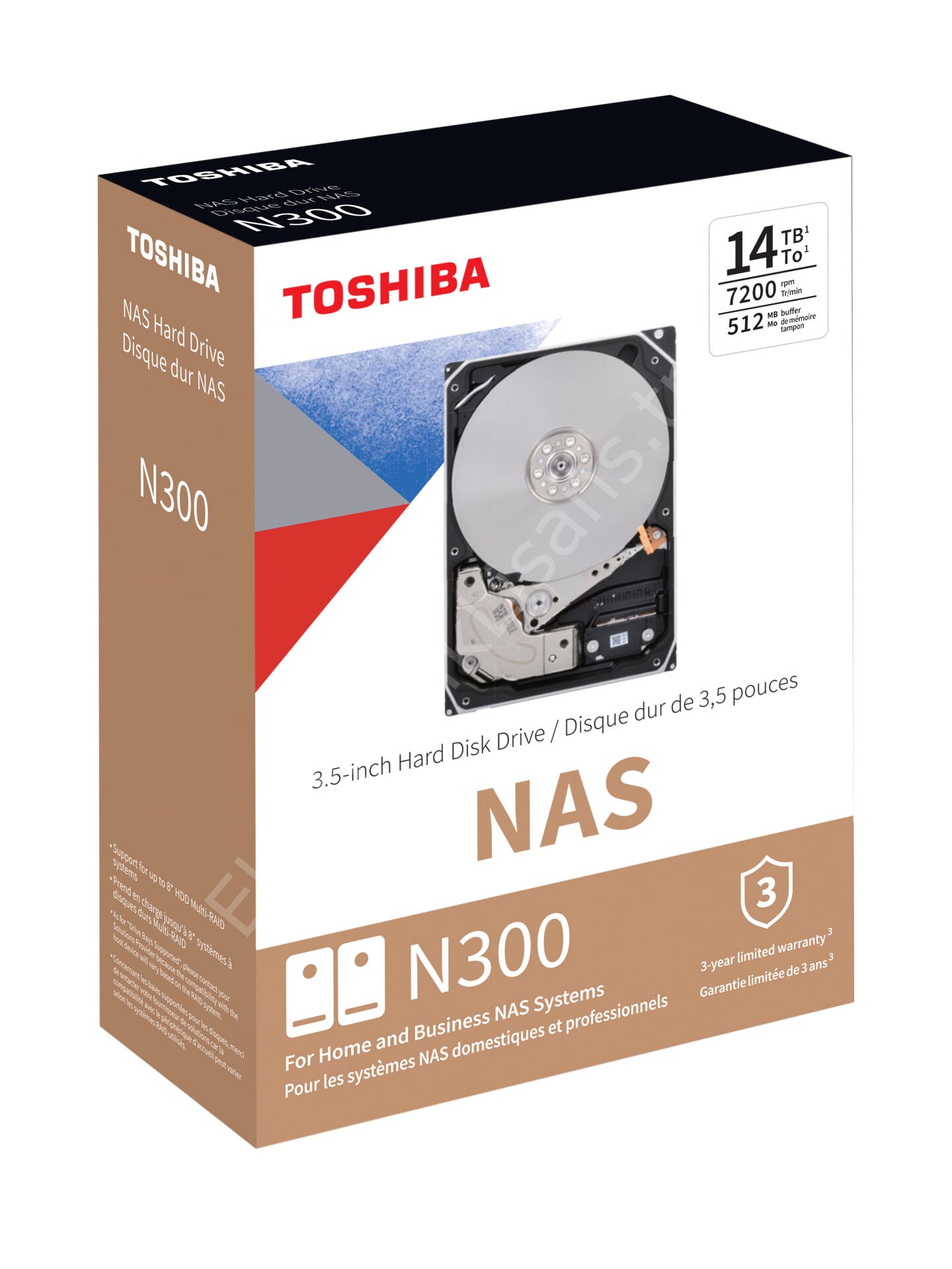 Toshiba N300 14 TB 7200rpm 512MB SATA3 180TB/y NAS (HDWG51EUZSVA)