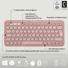 Logitech Pebble Kablosuz Q Klavye Mouse Set Pudra Pembe