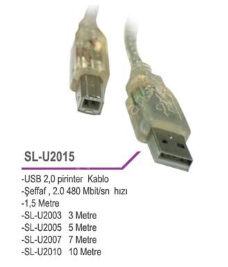 S-link Sl-u2015 Usb 2.0 Seffaf 1.5 M Printer Kablo