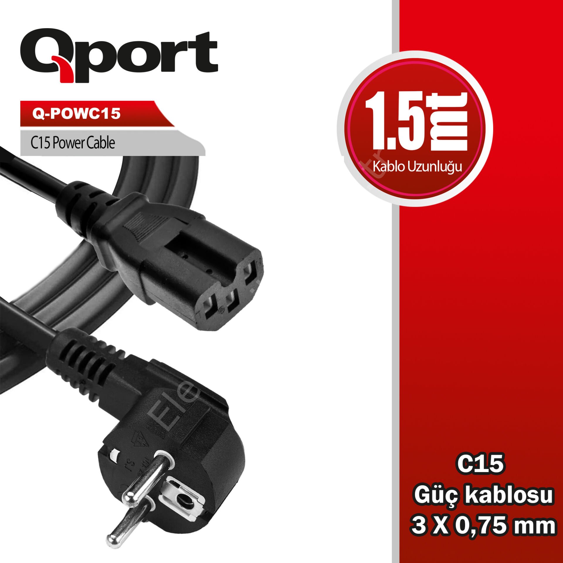 Qport 1.5m C15 Power Guc Kablosu (q-powc15)