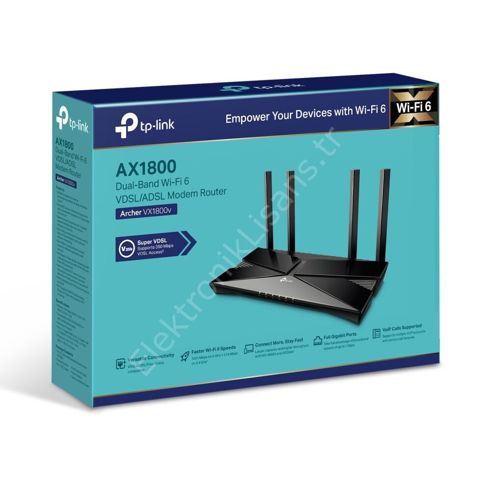 Tp-Link Archer VX1800V AX1800 Wifi 6 VDSL/ADSL Modem Router