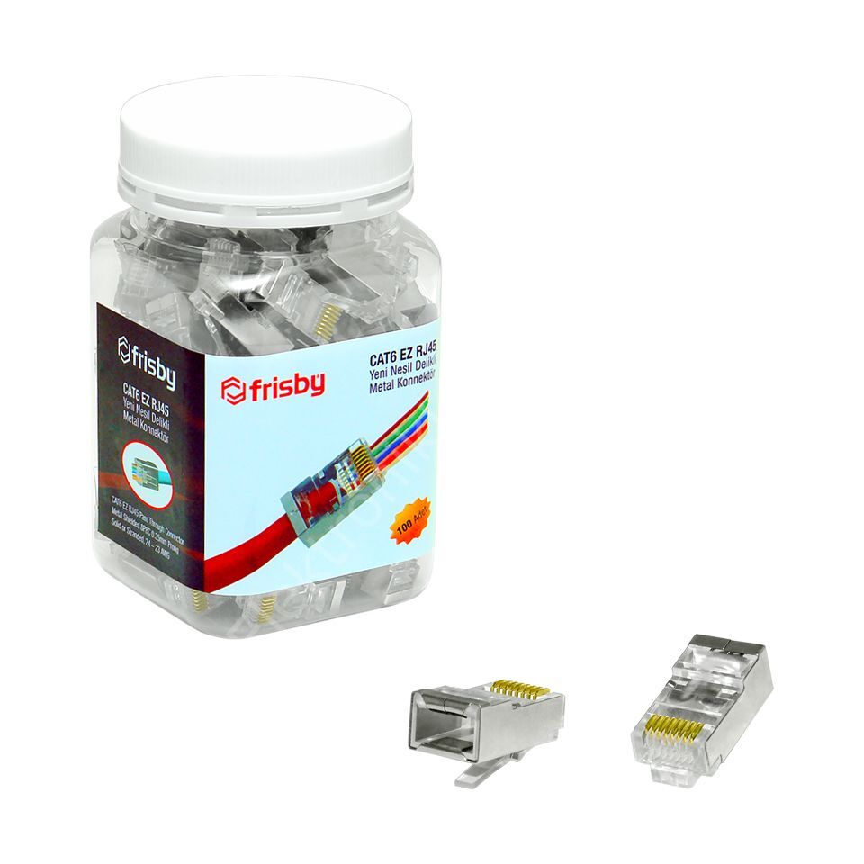 Frisby FNW-RJ4532N 100 Lu Paket Cat6 RJ45 Yeni Nesil Metal Konnektör