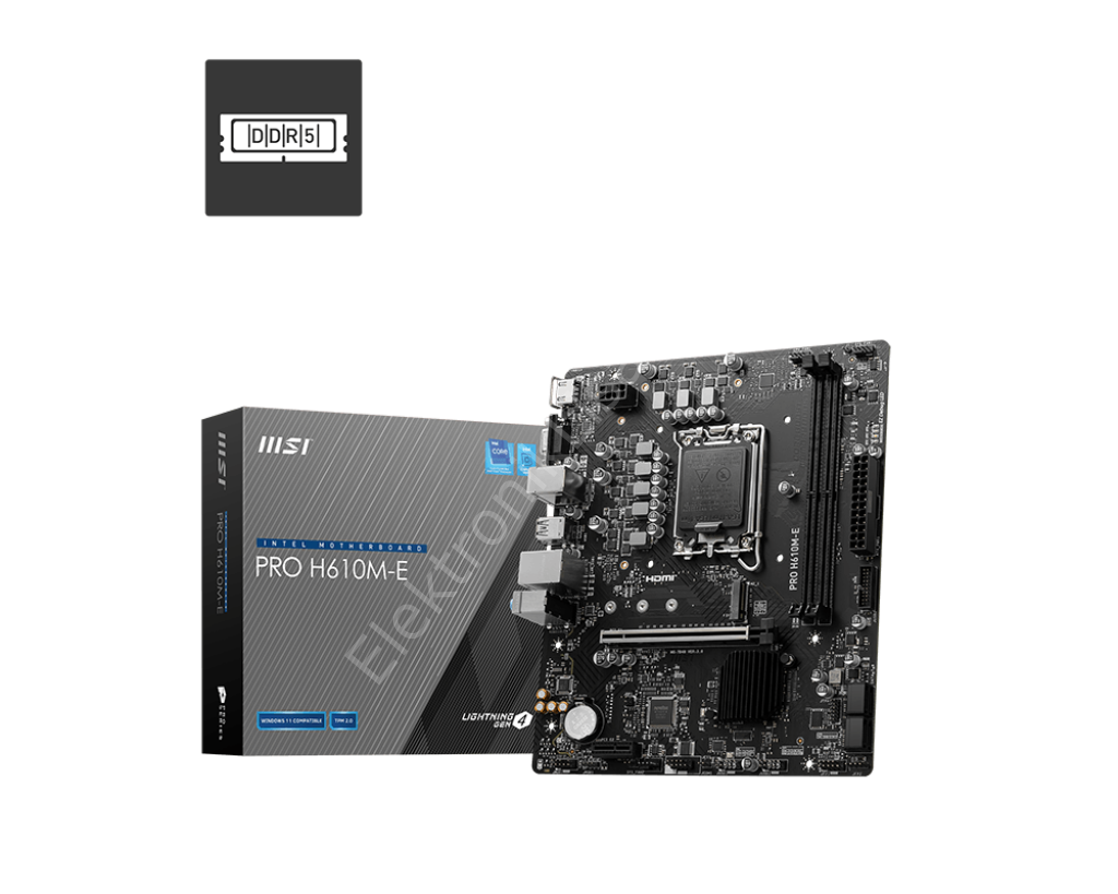 Msi Pro H610m-e 1700p Ddr5 Ses Glan Hdmi/Vga Sata3 Usb3.2 Matx