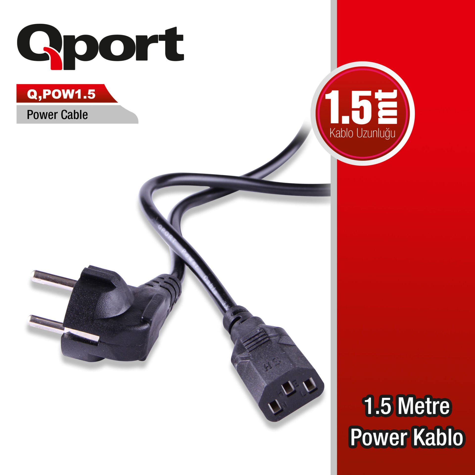 Qport 1.5m Power Kablosu (q-pow1.5)