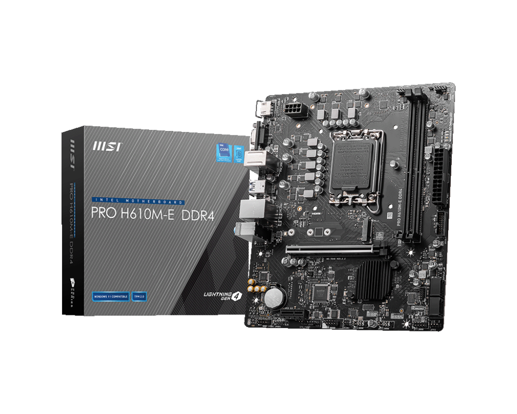 Msi Pro H610m-e Ddr4 1700p Ddr4 Ses Glan Hdmi/vga Sata3 Usb3.2 Matx