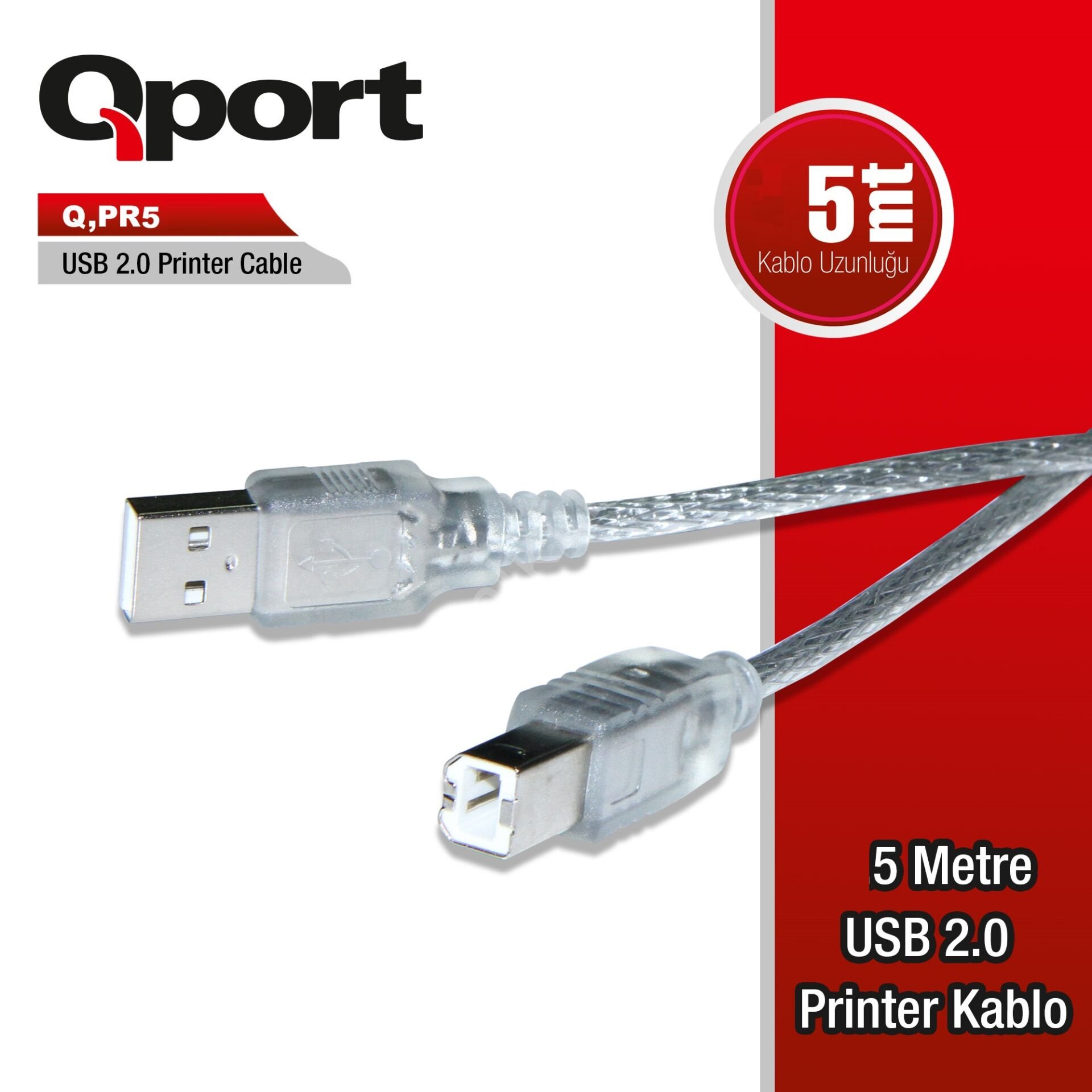 Qport Usb2.0 5m Yazıcı Kablosu (Q-Pr5)