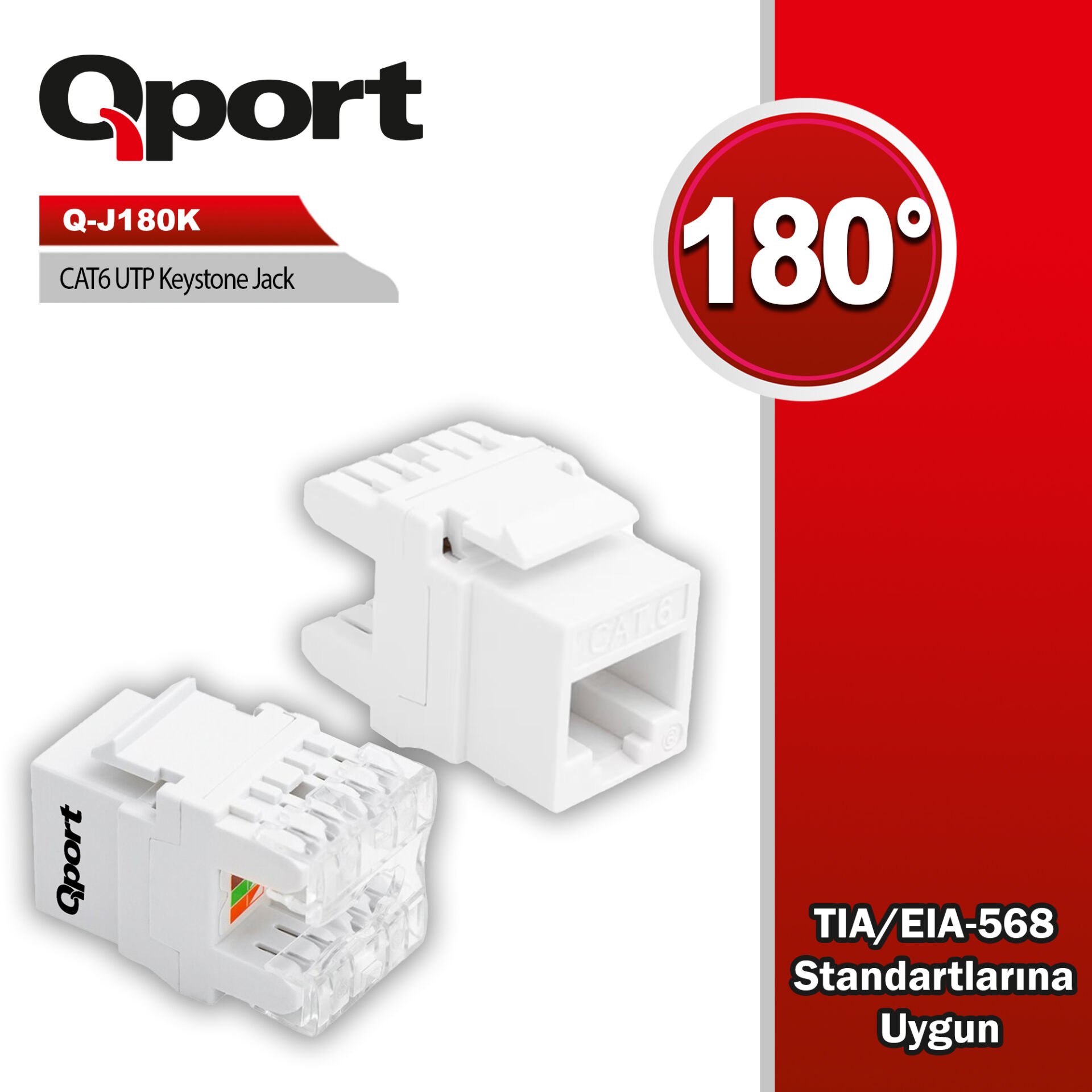 Qport Cat6 180 Derece Keystone Jack (q-j180k)